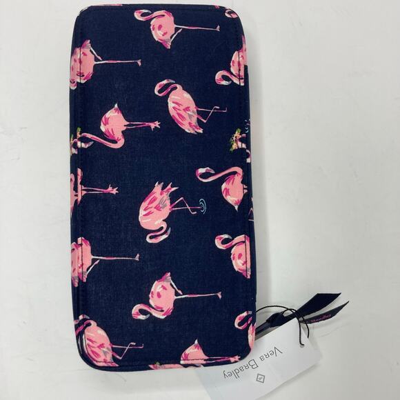 Vera Bradley Large Travel Pill Case Organizer In Flamingo Fiesta Navy Blue Pink - Picture 13 of 16
